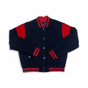 Classic Black & Red Varsity Jacket - Women's